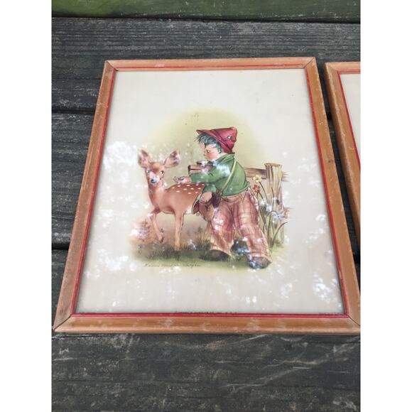 set of 3 framed vintage Henry B. Sandler nursery lithograph Art Prints children - Picture 3 of 12